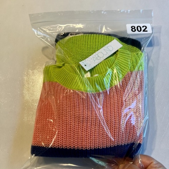 Around XS Striped Knit Pullover Sweater Crew Neck Colorful Cotton Blend‎ - Picture 9 of 9